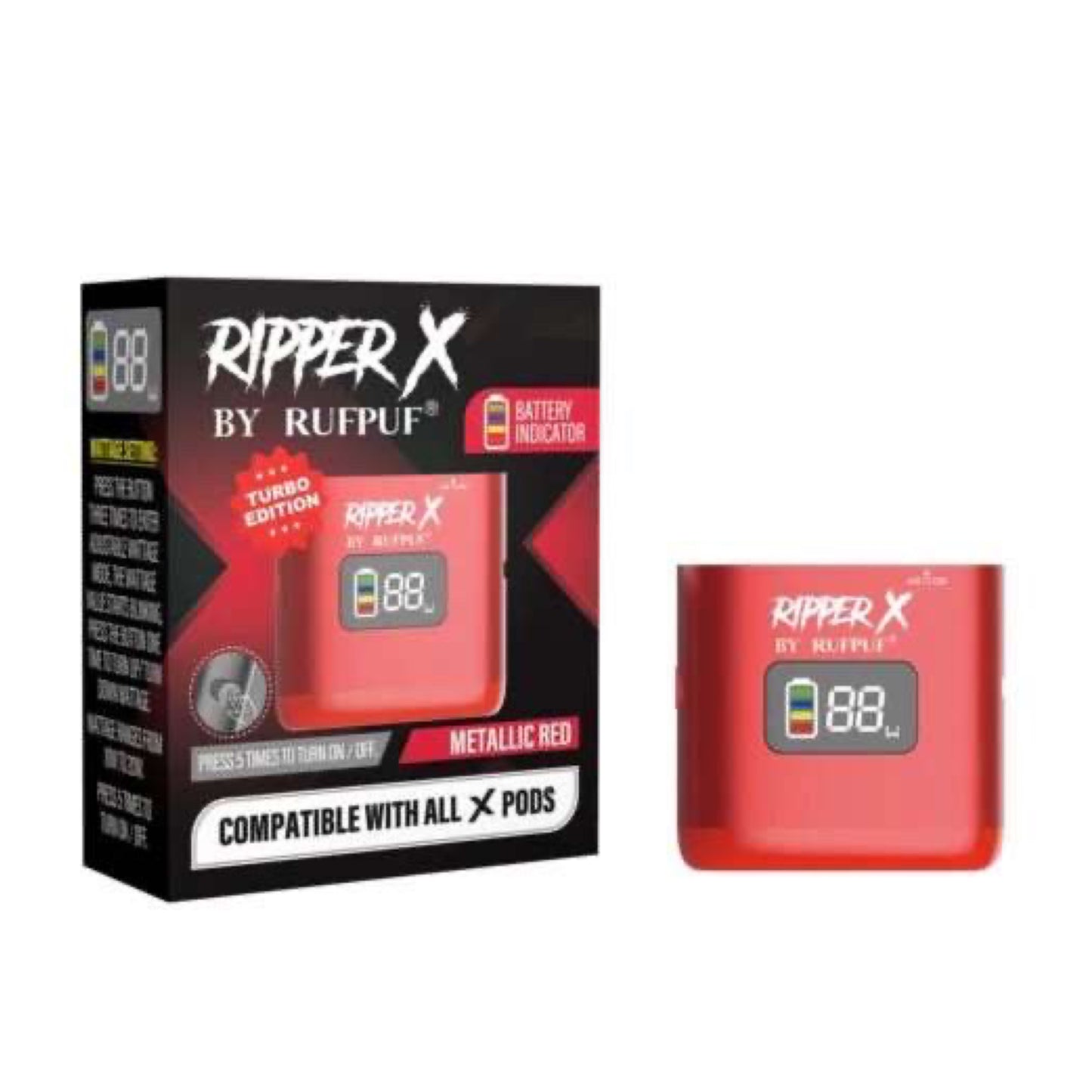 Ripper X turbo battery (Metallic Red)